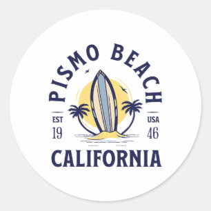 Adesivo Praia Pismo Califórnia Surf Férias de Verão Vintag