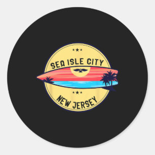 Adesivo Praia Retro de Surf em Sea Isle City, Nova Jersey