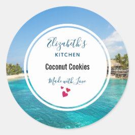 Adesivo Praia tropical cêntrica com cozinha de Huts Thatch