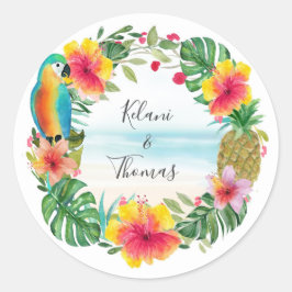 Adesivo Praia Tropical Watercolor Floral Wreath