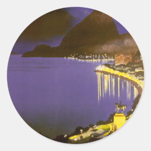 Adesivo Praia Vintage à Noite no Rio De Janeiro, Brasil