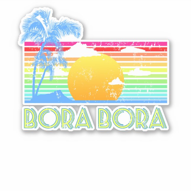 Adesivo Praia Vintage Bora Bora (Frente)