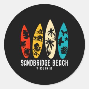 Adesivo Praia Vintage Sandbridge Virginia Beach Surfando S