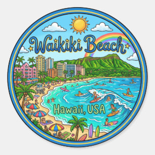 Adesivo Praia Waikiki Havaí