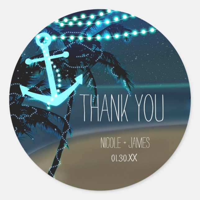 Adesivo Praias Anchor & Palm Trees Casamento Favoritos Ade (Frente)