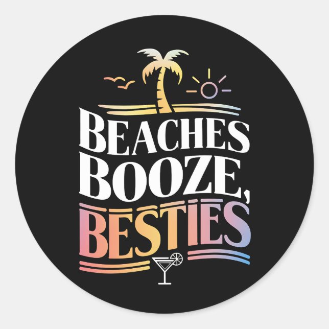 Adesivo Praias Booze e Besties Coconut Tree Summer (Frente)