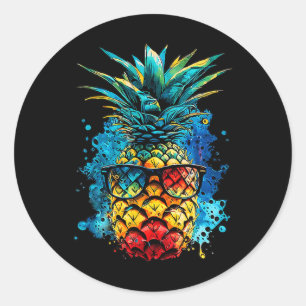 Adesivo Praias de Verão Coloridas com Abacaxi Tropical
