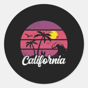 Adesivo Prancha de Surf da Onda do Pôr do Sol Retro da Cal