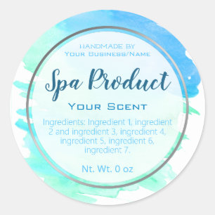 Adesivo Prata Aqua Blue Watercolor Bath Spa E Scrub