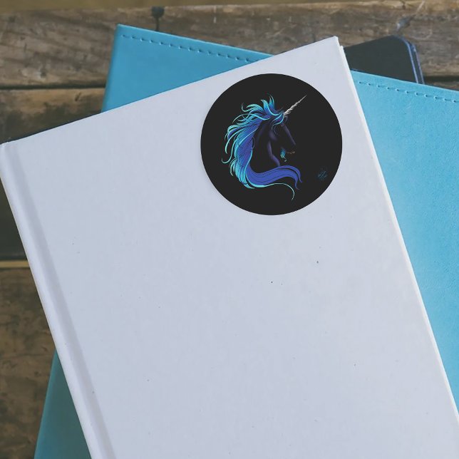 Adesivo Prata Azul do Unicórnio Preto (Criador carregado)