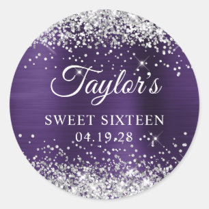 Adesivo Prata Brilho Violeta Escuro Folha Sweet Sixteen