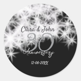 Adesivo Prata cinza preto 30º aniversário de casamento bri