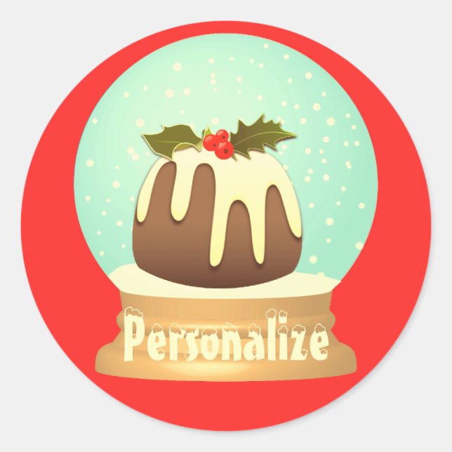 Adesivo Prata de ameixa neve globo de inverno vermelho ver (Frente)