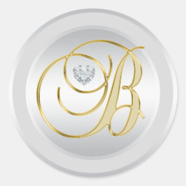 Adesivo Prata Elegante Dourada Monogramada Inicial 'B'
