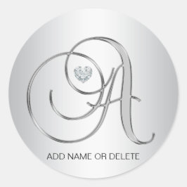 Adesivo Prata elegante personalizada monograma - Letra ini