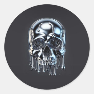 Adesivo Prata Líquida Cromo Drip Skull Festa de Halloween