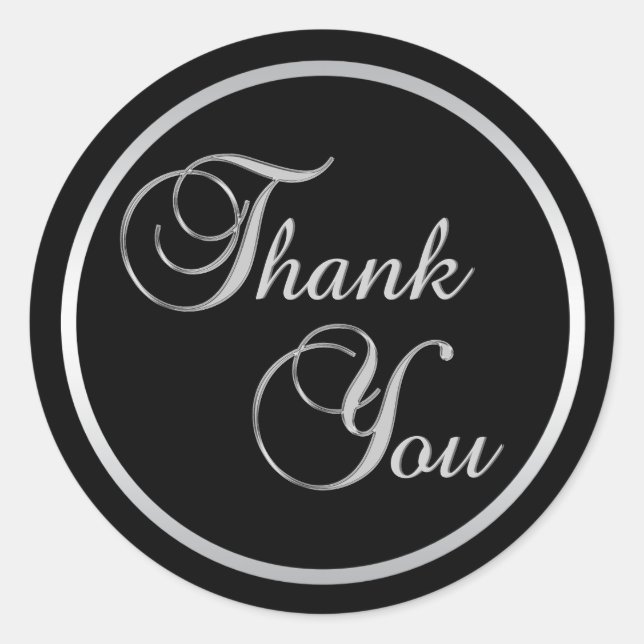 Adesivo Prata Negra Clássica Obrigado Envelope Seals (Frente)