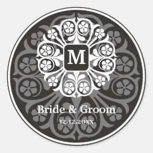 Adesivo Prata Negra Inicial M Monograma Fim do Partido dos