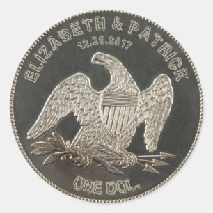 Adesivo Prata nomeada casamento ou um aniversário de 1865