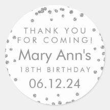 Prata Obrigado Aniversário Glitter Confetti White