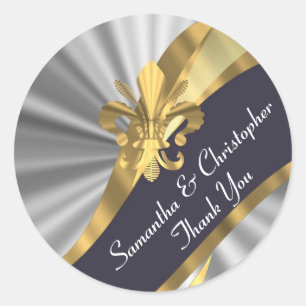 Adesivo Prata, ouro e selo preto do casamento