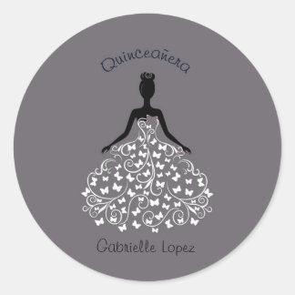 Adesivo Prata Quinceanera Butterfly Envelope Seals