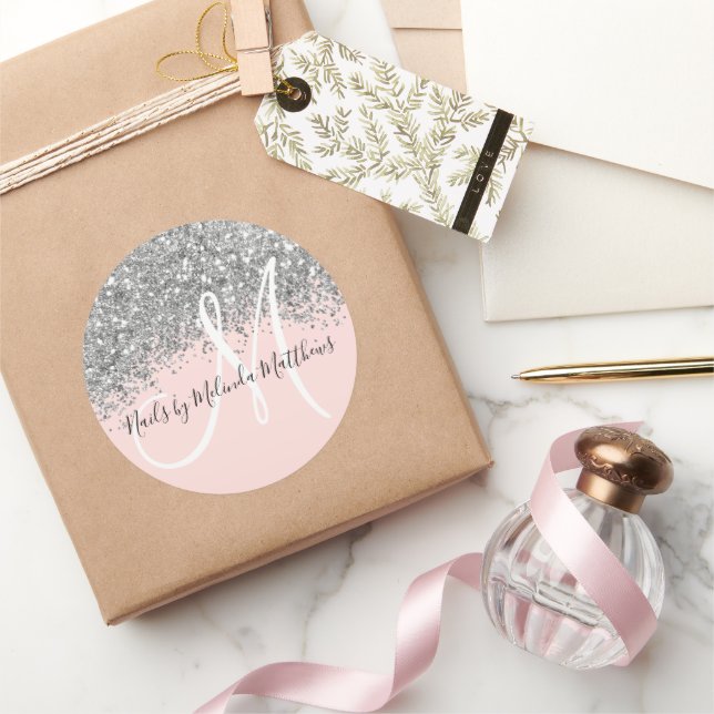 Adesivo Prata Rosa Cintilante Confetti Glitter Business (Presentear)