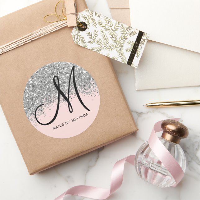 Adesivo Prata Rosa Esbranquiçada Confetti Glitter Busines (Presentear)