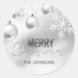 Adesivo Prata White Christmas Snowflake Snow Baubles