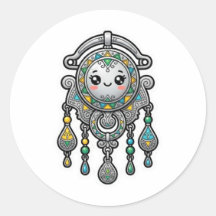 Adesivo Prateado Tazarzit Marroquino Kawaii Fofo