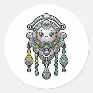 Adesivo Prateado Tazarzit Marroquino Kawaii Fofo