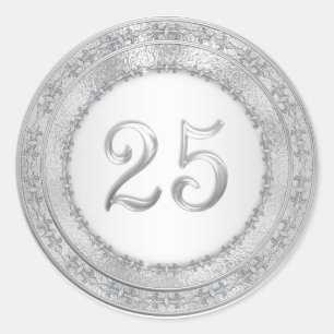 Adesivo Prateie 25os selos da festa de aniversário