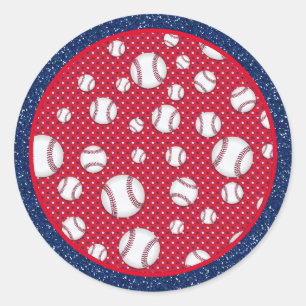 Adesivo Prato de Papel de Beisebol Vermelho Branco e Azul