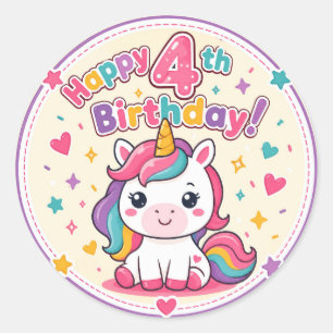 Adesivo Prato de Papel Mágico de Aniversário de 4 anos do 