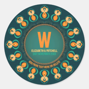 Adesivo Prato de Recordação com Monograma de Círculo Hexág