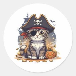 Adesivo Prato Pirata - Gato Dourado Escocês Cujo Chapéu Pi