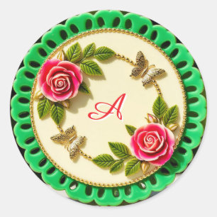 Adesivo Prato Verde Decorativo Com Rosa Rosa