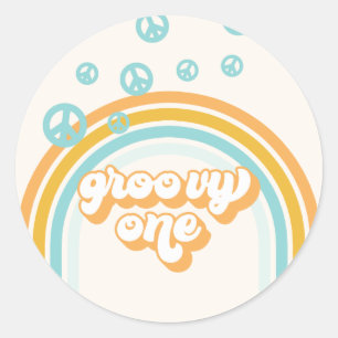 Adesivo Pratos de papel de aniversário de 1 ano Groovy One