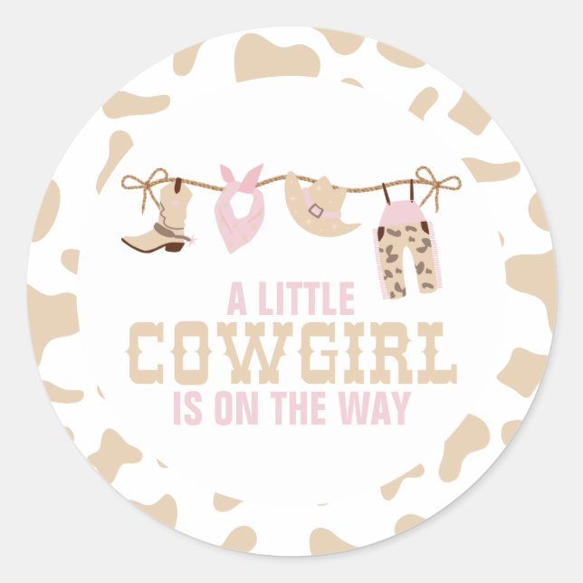 Adesivo Pratos de papel para chá de bebê de cowgirl ociden (Frente)