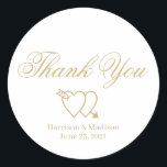 Adesivo Prazer em conhecê-lo.<br><div class="desc">Casamento Obrigado presente personalizado de guião a favor do Classic Round Stickers dois corações</div>