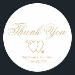 Adesivo Prazer em conhecê-lo.<br><div class="desc">Casamento Obrigado presente personalizado de guião a favor do Classic Round Stickers dois corações</div>