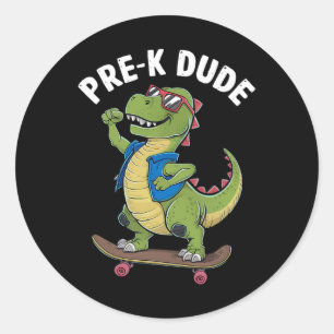 Adesivo Pré-escolar Dude Dinossauro Skateboarding Crianças