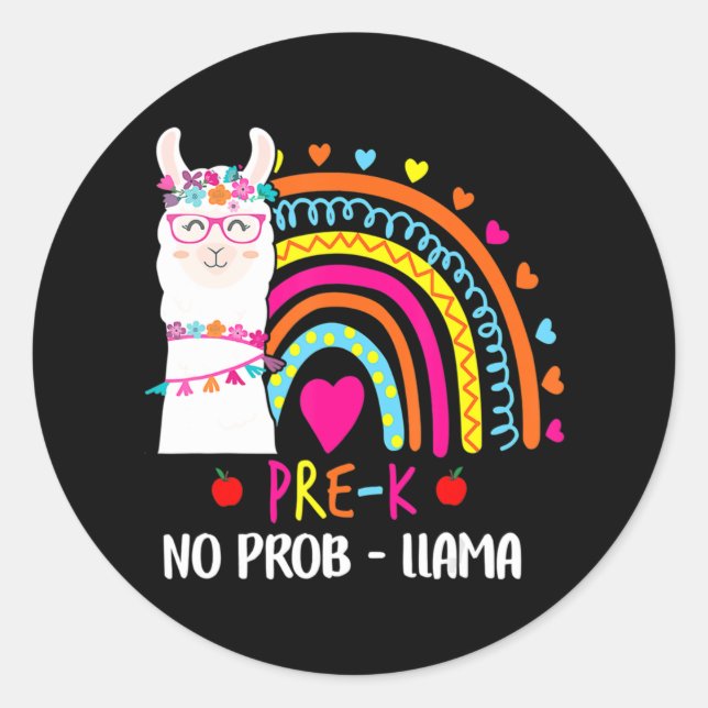 Adesivo Pré-K Sem Prob Llama Professor Rainbow De Volta À  (Frente)