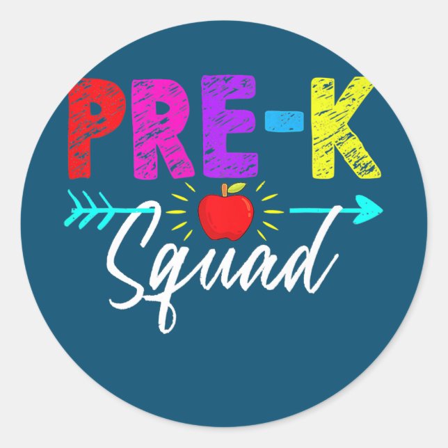 Adesivo Pre K Squad Teacher Student Kids Preschool Back (Frente)