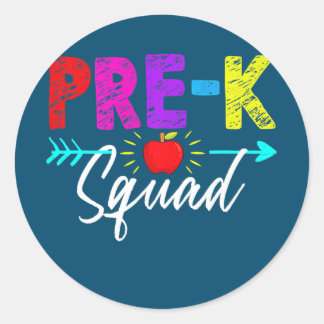 Adesivo Pre K Squad Teacher Student Kids Preschool Back