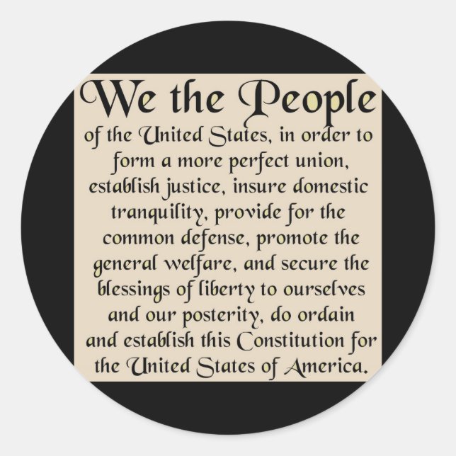 Adesivo Preâmbulo à constituição dos Estados Unidos (Frente)