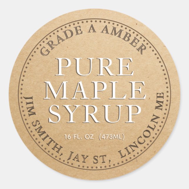 Adesivo Precalculated Maple Syrup Product Label (Kraft) (Frente)