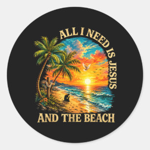 Adesivo Precisa É Jesus E A Praia Retro Verão Cristão