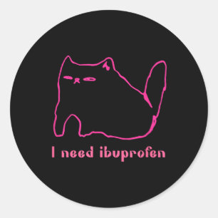 Adesivo Preciso De Ibuprofen Engraçado Gato Uni Dando Pres
