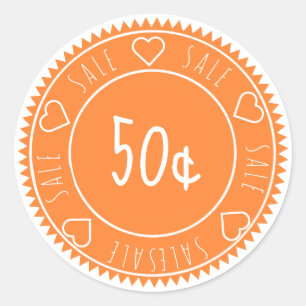 Adesivo Preço de Venda Laranja Brilhante Personalizado